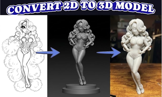 convert 2d image sketch photo to 3d model stl for 3d printing