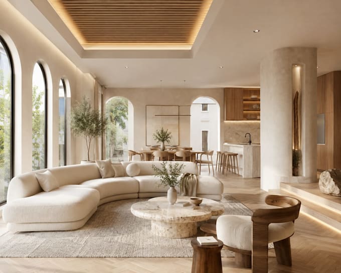 create interior design and realistic 3d rendering