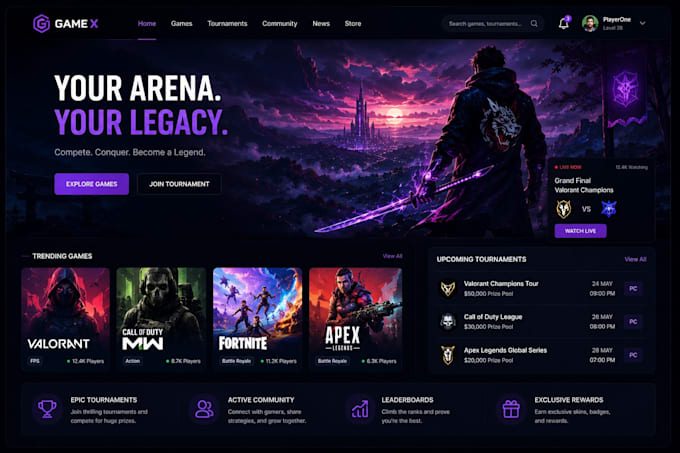 create interesting online gaming website