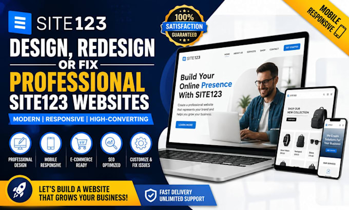 design redesign or fix a professional site123 website