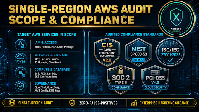 perform AWS security audit, vulnerability assessment and compliance report