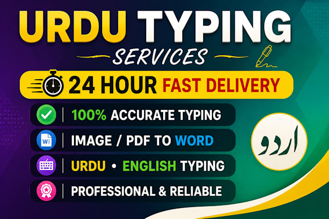 provide accurate urdu english typing and data entry