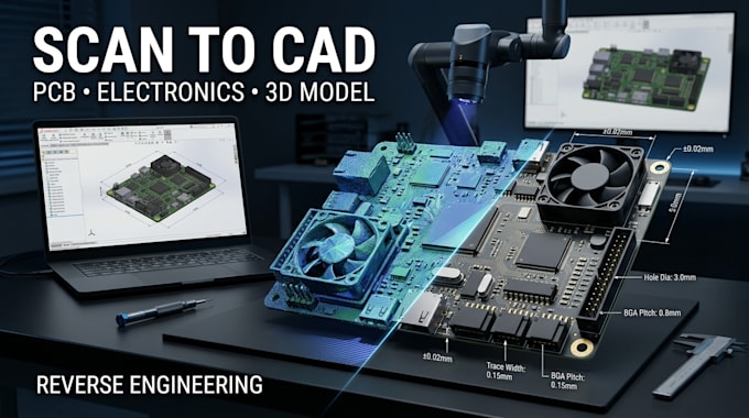 convert scanned pcb, electronic components and hardware into cad files