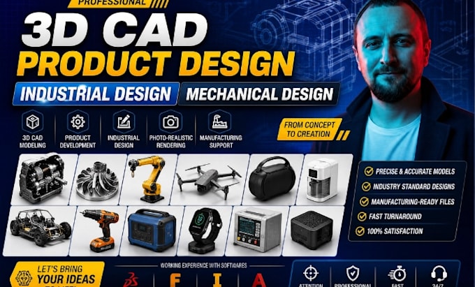 do industrial product design, cad modeling and product development