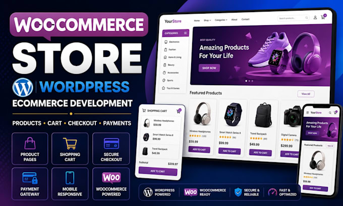 develop a woocommerce wordpress store with product page