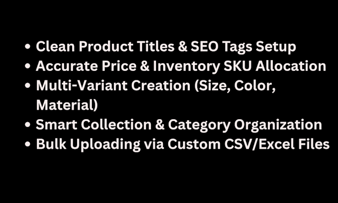 do shopify data entry, product upload and bulk product listing via CSV