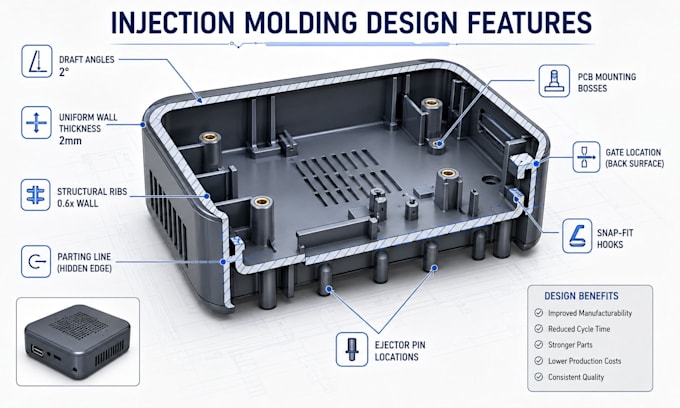 design injection molding cad for consumer electronics in solidwork