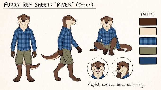 create a custom furry reference sheet for your fursona or furry oc