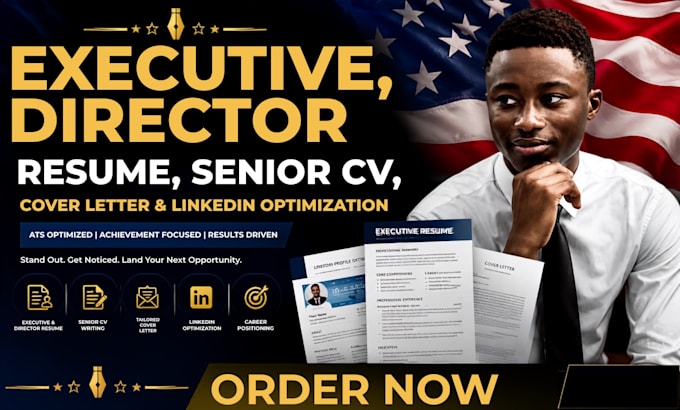 write executive director resume senior CV cover letter and linkedin optimization