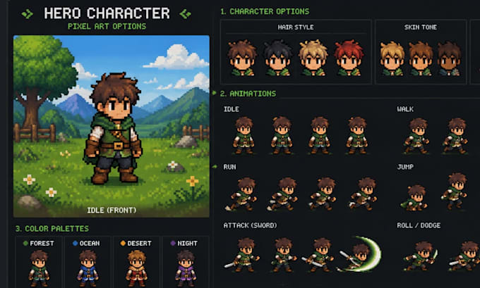 make 16bit 18bit rpg style sprites