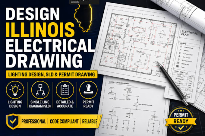 design illinois electrical drawing, lighting design, sld and permit drawing