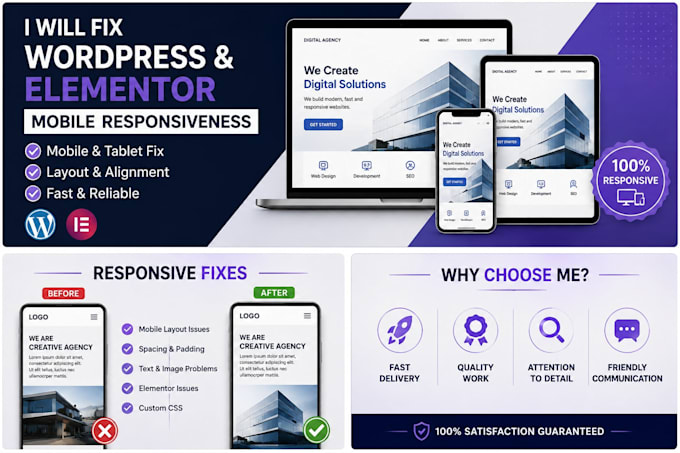 fix wordpress and elementor mobile responsiveness issues