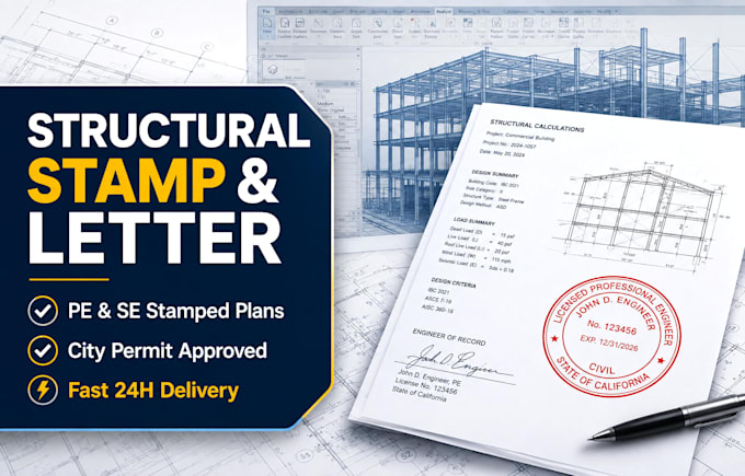 provide structural engineer letter, drawings, and engineering stamp for permit