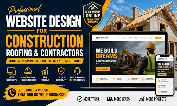 design a professional construction roofing contractor website