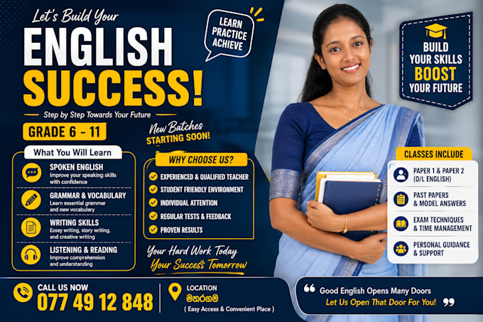 design a professional tuition class flyer, poster and social media ad
