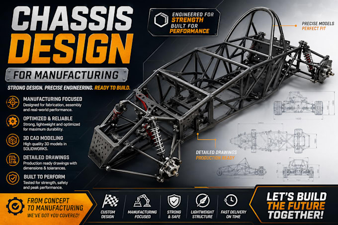 create chassis design, engineering cad model, manufacturing solidwork