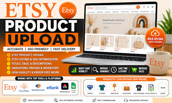 do etsy product upload and SEO optimized listing