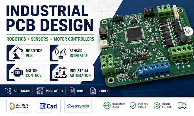 design industrial equipment pcb for robotics, sensors, motor controllers