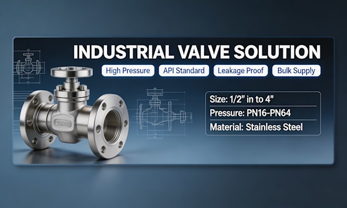 b2b industrial valve banner design for international trade