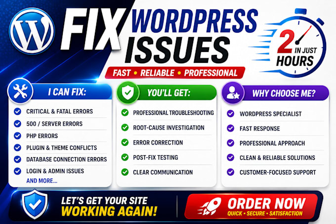 fix wordpress critical error within 2 hours