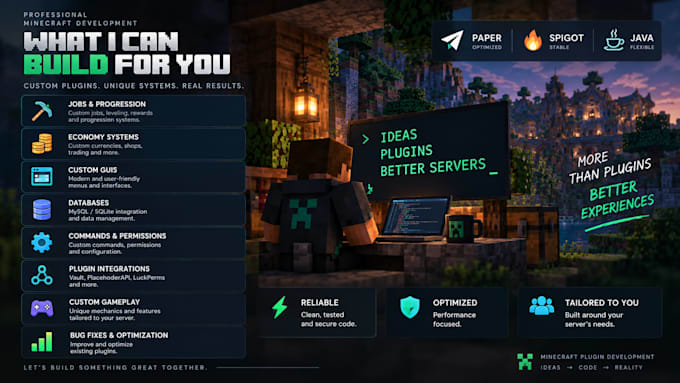 develop a custom minecraft paper or spigot plugin
