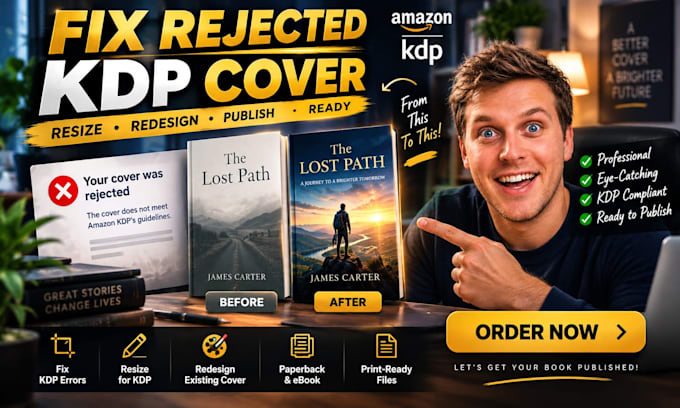 fix rejected KDP cover, resize and resign your book cover
