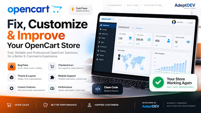 fix opencart bugs errors and customize your ecommerce store