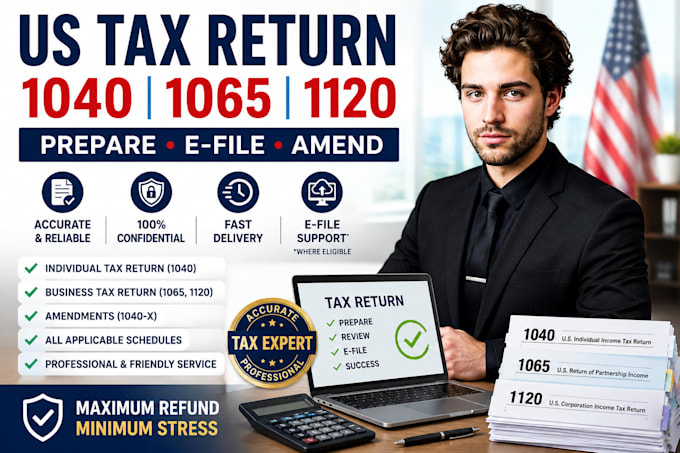 prepare and efile your US tax return 1040 1065 1120