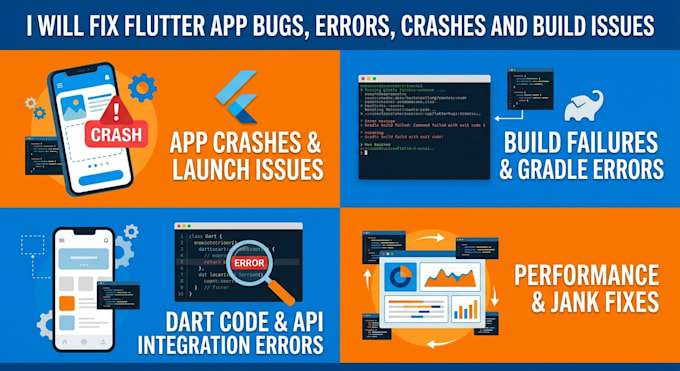 flutter app bugs, errors, crashes and build issues