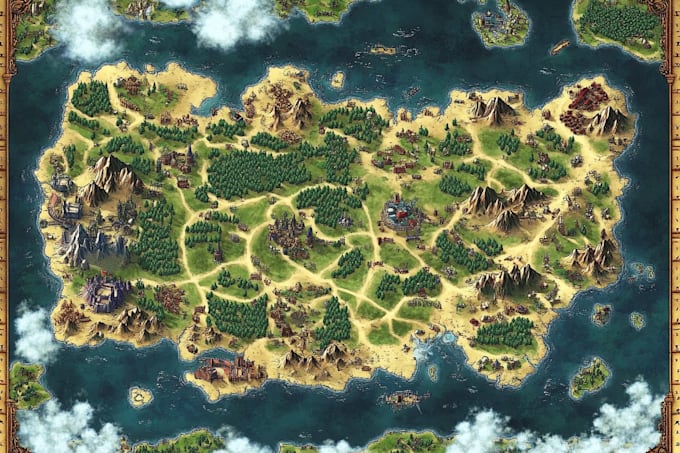 design an original treasure map and fantasy pirate map