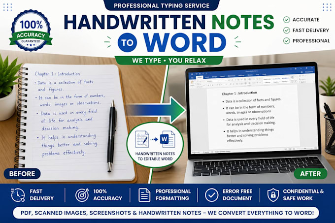 type handwritten notes, PDF, images