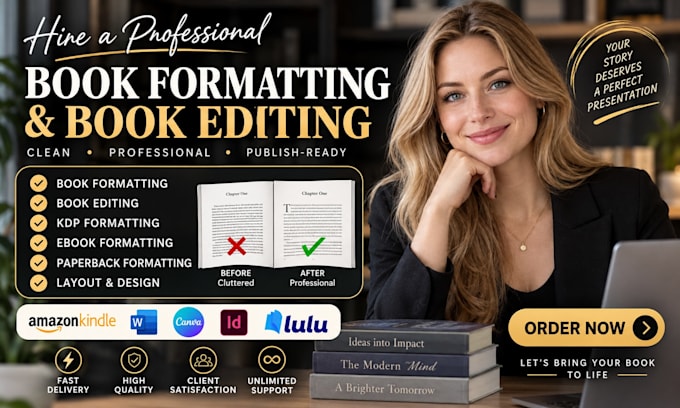 do paperback book formatting, KDP book formatting, kindle and ebook formatting