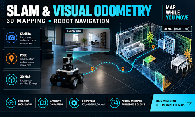 develop slam, visual odometry, 3d mapping and computer vision systems