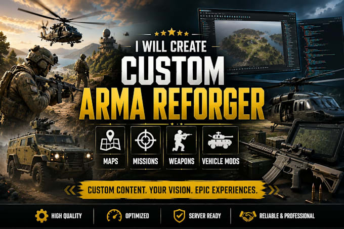 create custom arma reforger maps, missions, weapons, and vehicle mods