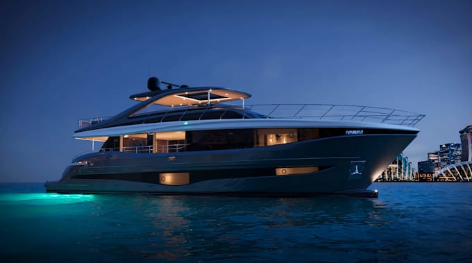 create 3d luxury yacht interior and exterior design
