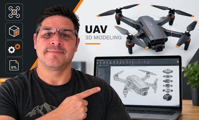 design drone cad, uav product design, robotics prototype and 3d modeling service