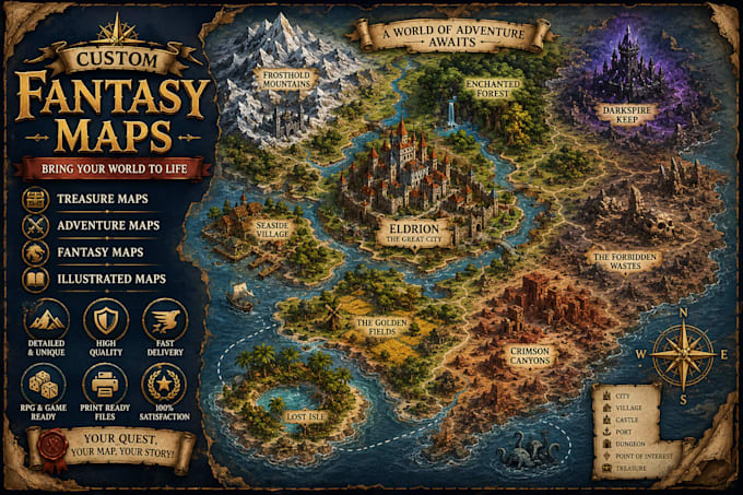 create treasure maps, adventure maps, fantasy maps and illustrated maps