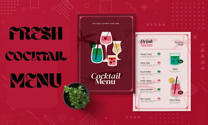design drinks cocktail beer juice iced coffee latte matcha smoothie flyer menu