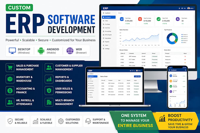 develop customizable erp software for windows and android