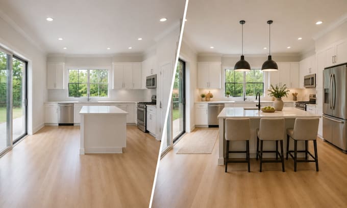 create realistic real estate virtual staging and interior design edits