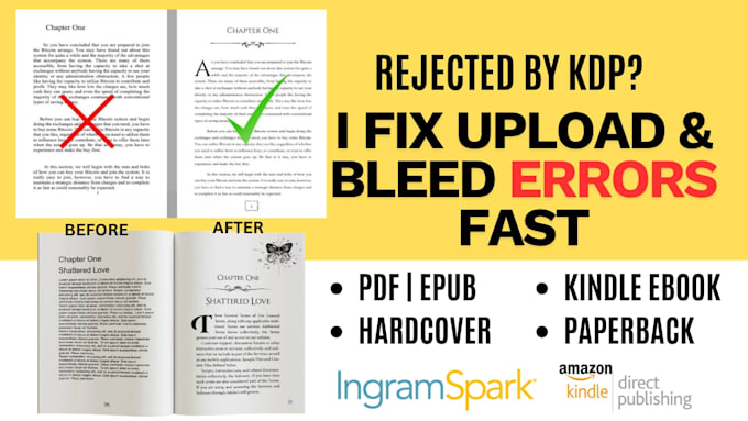 fix KDP upload errors, bleed issues, and paperback formatting