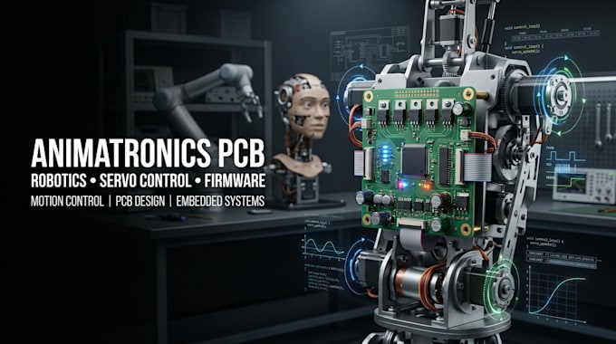 design animatronics pcb, robotics, servo control and embedded firmware