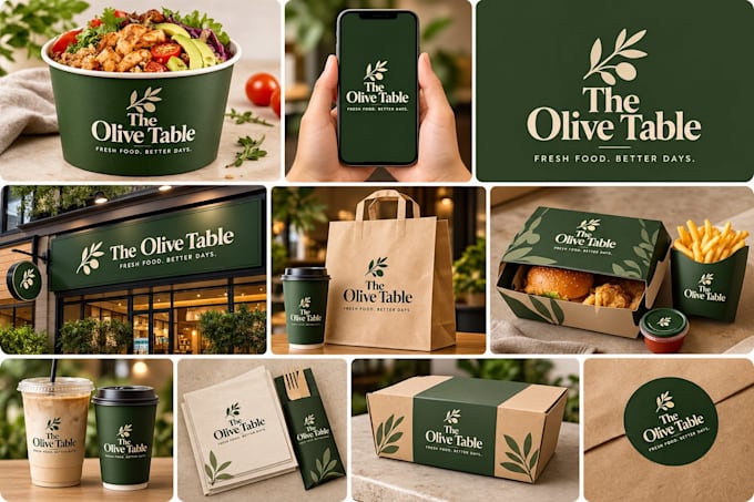 design restaurant food packaging, pizza box, sticker, takeaway packaging dieline