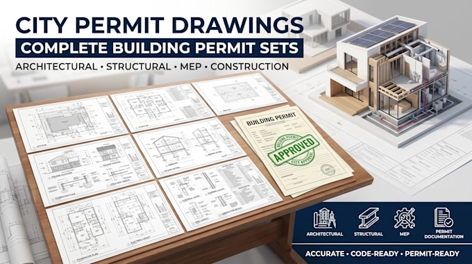 prepare city permit drawings and complete building permit sets