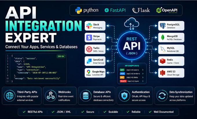 develop custom rest API with python fastapi, flask and database integration