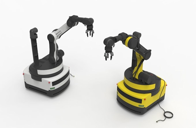 create mechanical assembly for robotic system, warehouse robot arm design in cad