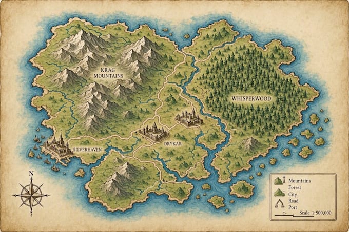 turn your ideas into a detailed fantasy world map