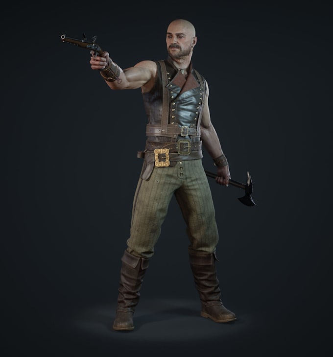do 3d game character, 3d character modeling, 3d sculpting and low poly 3d model