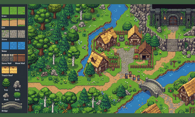 do 2d topdown game environment pixel background godot game assets indie game art