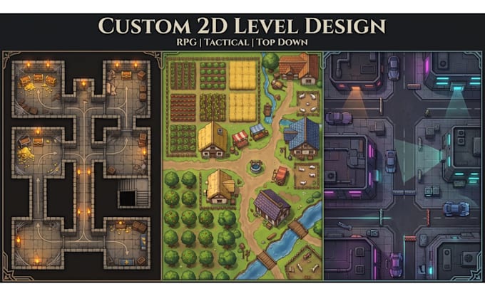2d topdown game environment custom level design building assets map design